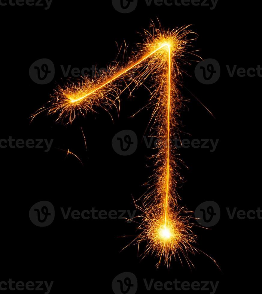 made with sAlphabet element made with sparklers ready for your inscriptions on black background photo