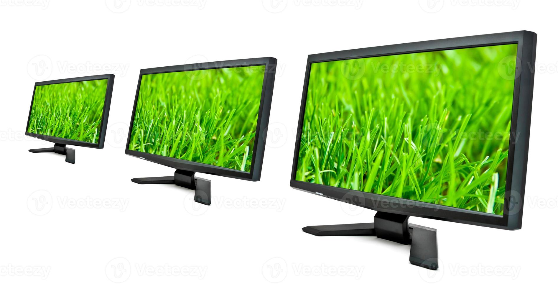 Monitors on white background photo