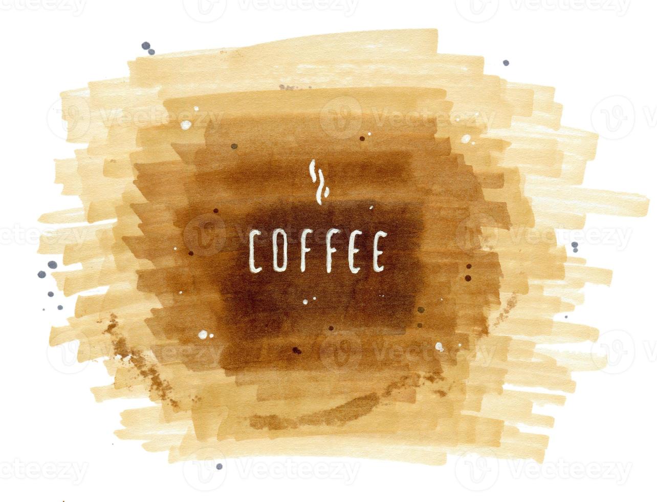 Hand-drawn inscription Coffee on brown background photo