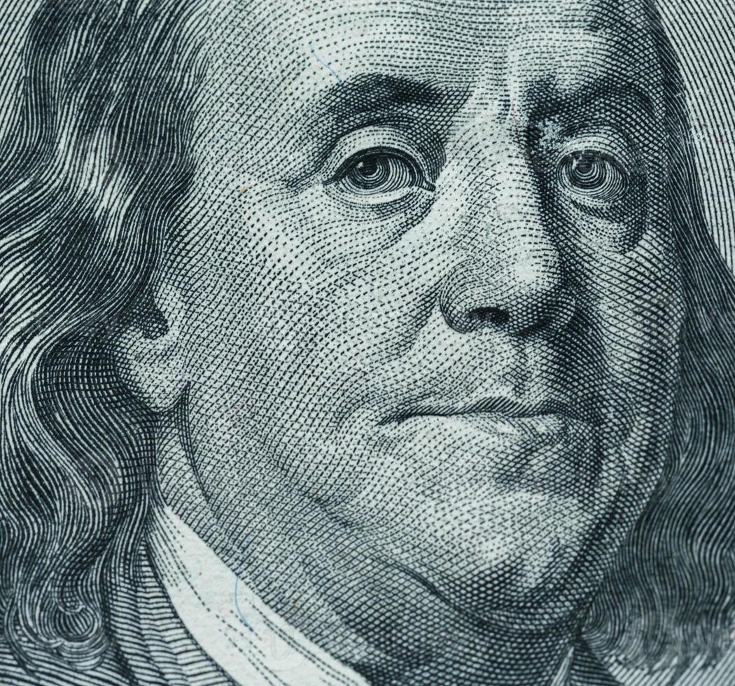 Benjamin Franklin's portrait on one hundred dollar bill photo