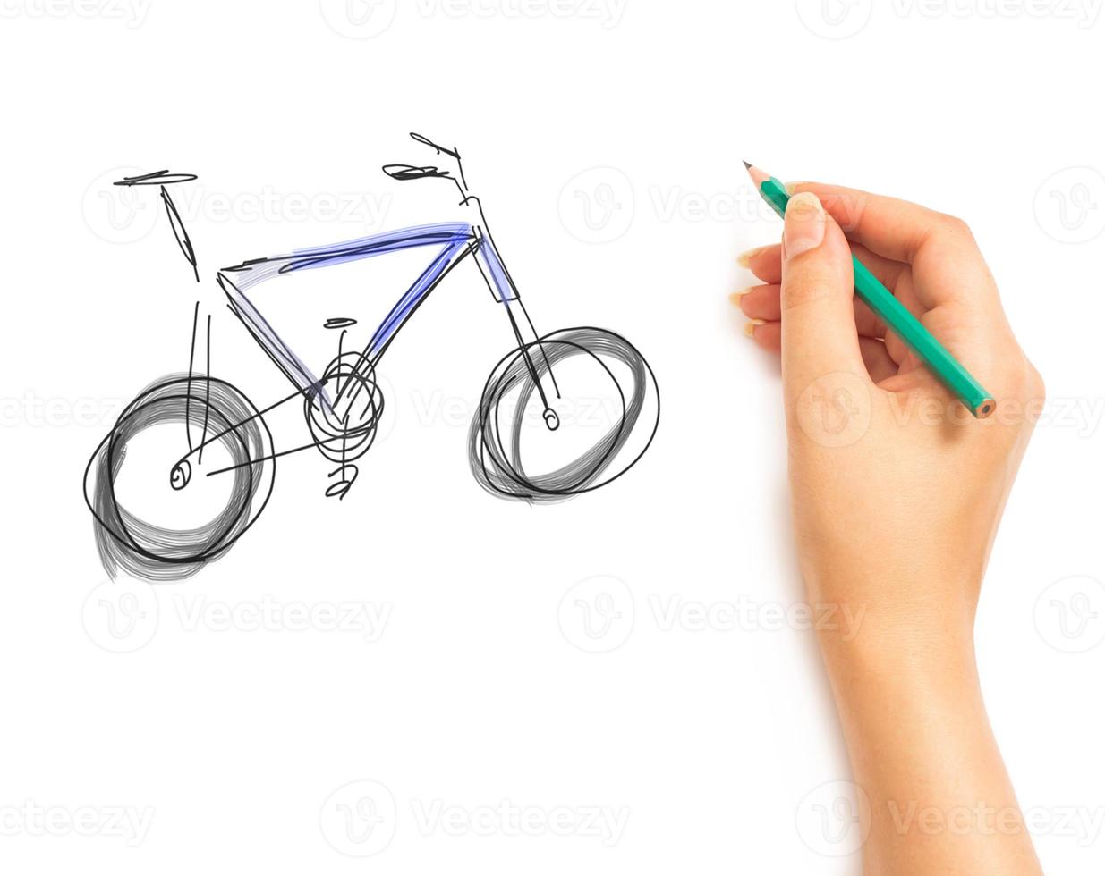 Woman's Hand draws a bicycle photo