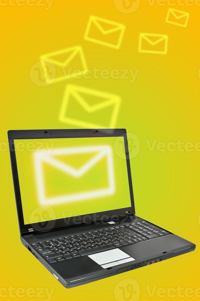 Laptop with mail icon photo