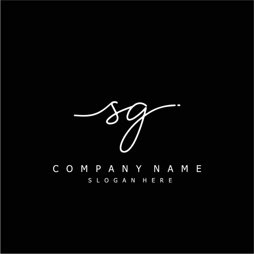 Initial SG handwriting of signature logo vector