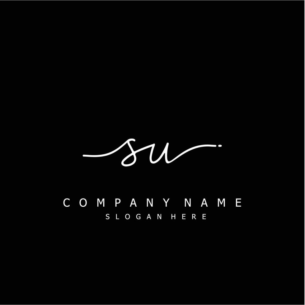 Initial SU handwriting of signature logo vector