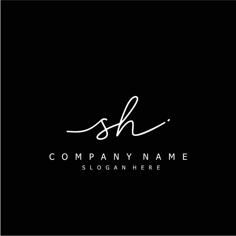 Initial SH handwriting of signature logo vector