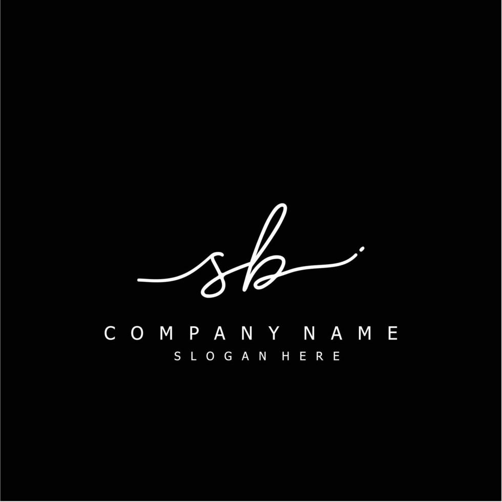 Initial SB handwriting of signature logo vector