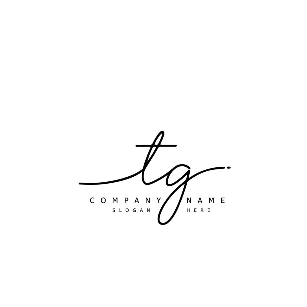 Initial TG handwriting of signature logo vector