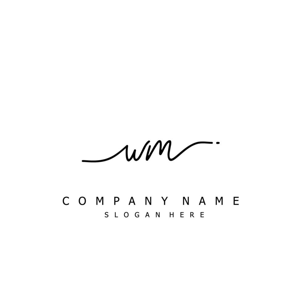 Initial WM handwriting of signature logo vector