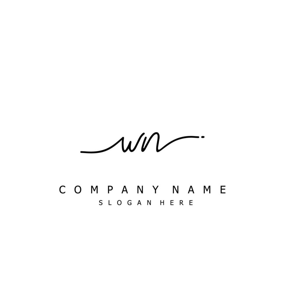 Initial WN handwriting of signature logo vector