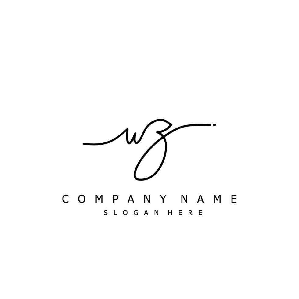 Initial WZ handwriting of signature logo vector