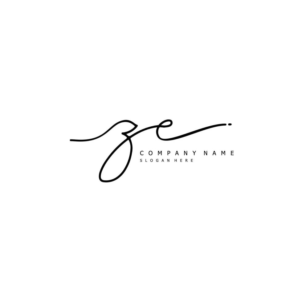 Initial ZE handwriting of signature logo vector