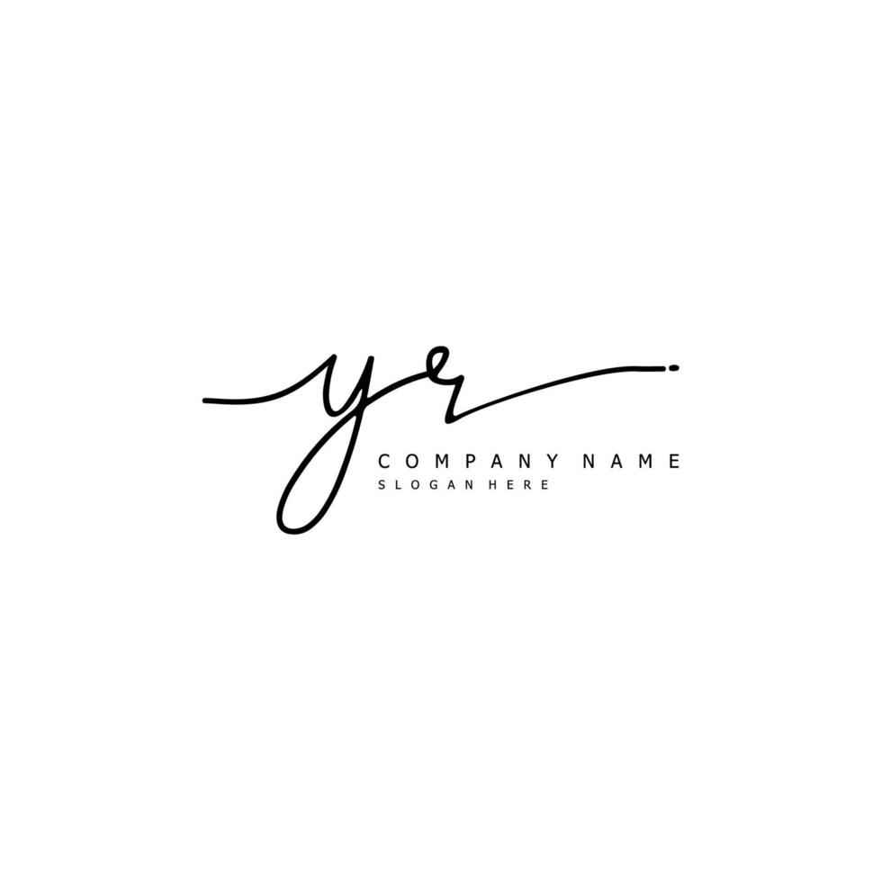 Initial YR handwriting of signature logo vector