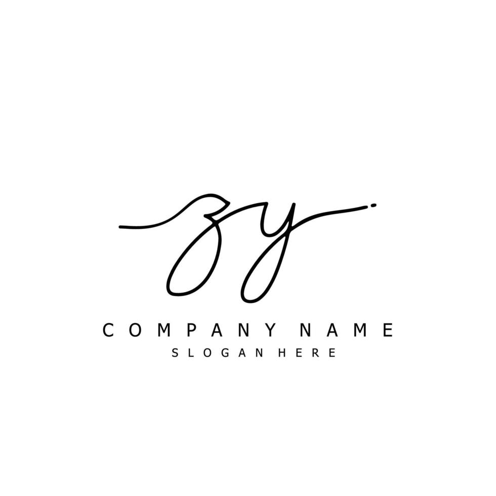 Initial ZY handwriting of signature logo vector