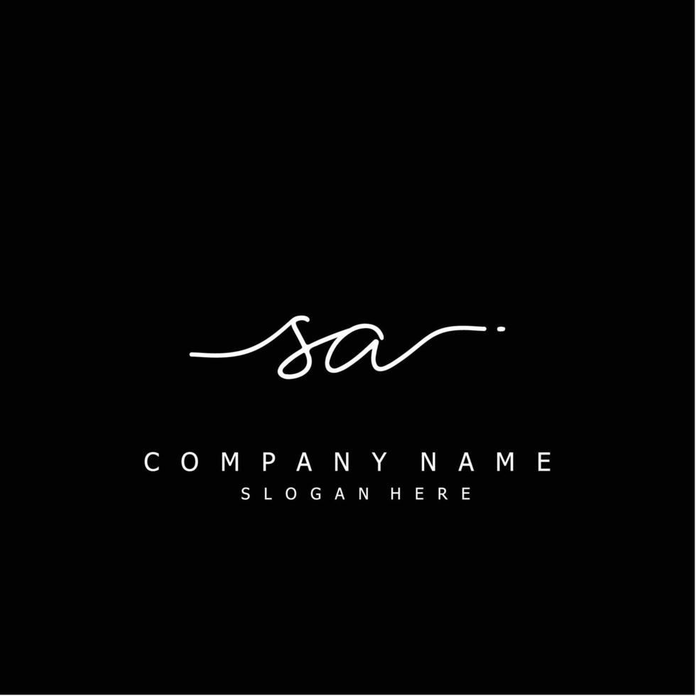 Initial SA handwriting of signature logo vector