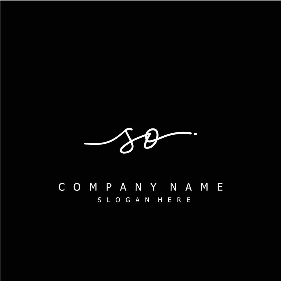 Initial SO handwriting of signature logo vector