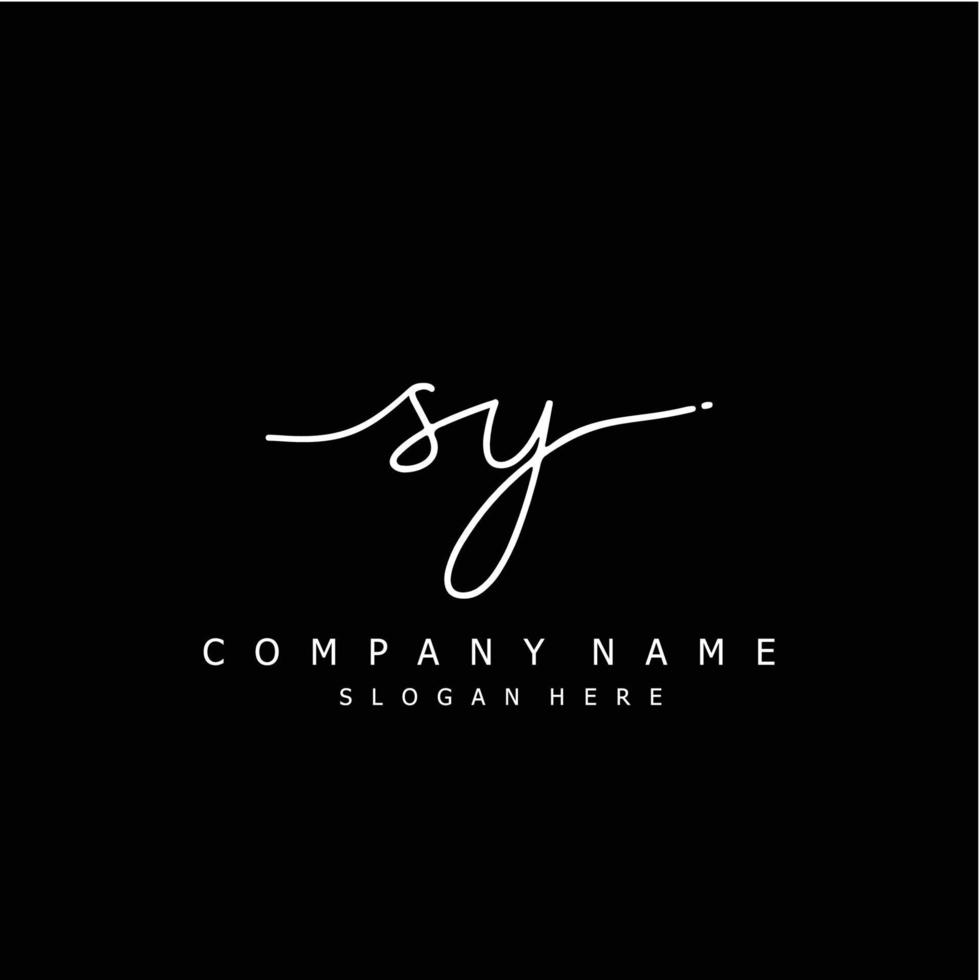Initial SY handwriting of signature logo vector