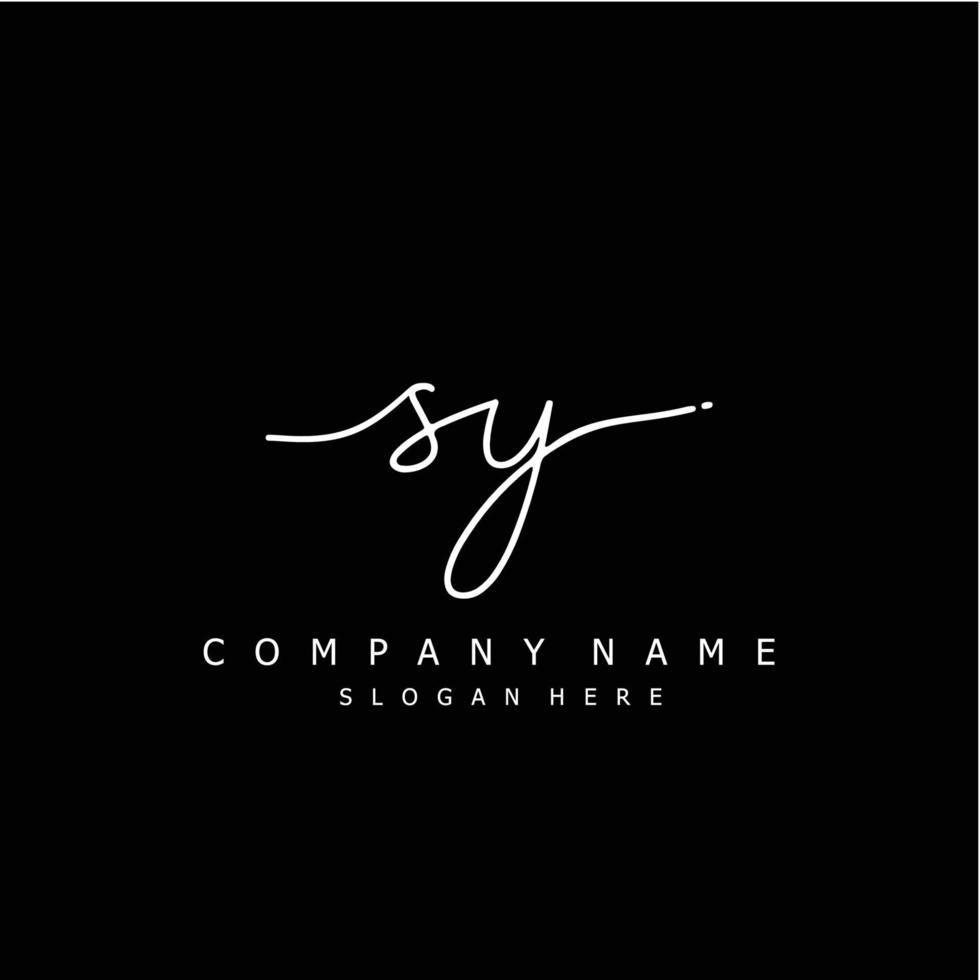 Initial SY handwriting of signature logo vector