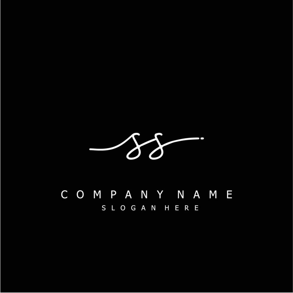 Initial SS handwriting of signature logo vector
