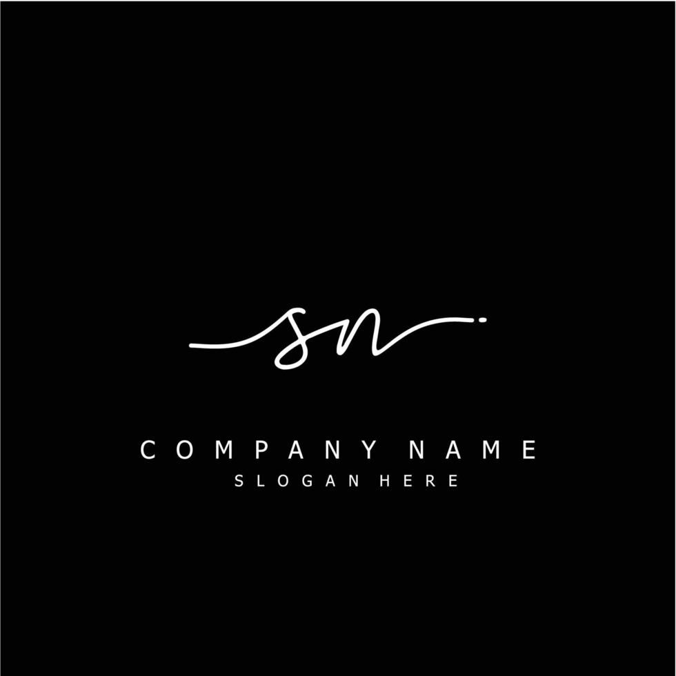 Initial SN handwriting of signature logo vector