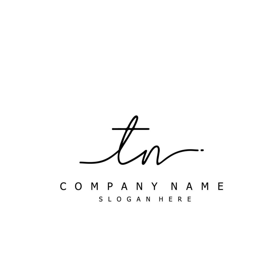 Initial TN handwriting of signature logo vector