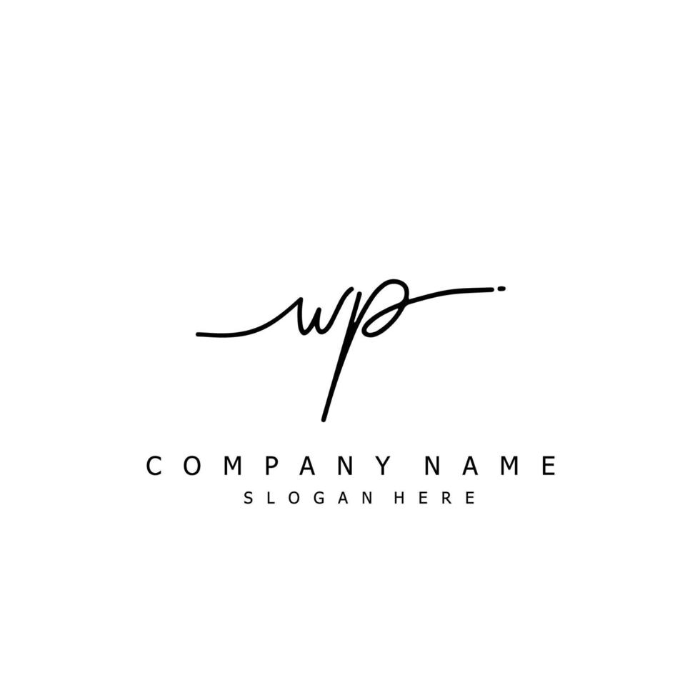 Initial WP handwriting of signature logo vector
