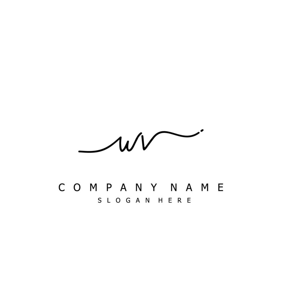 Initial WV handwriting of signature logo vector