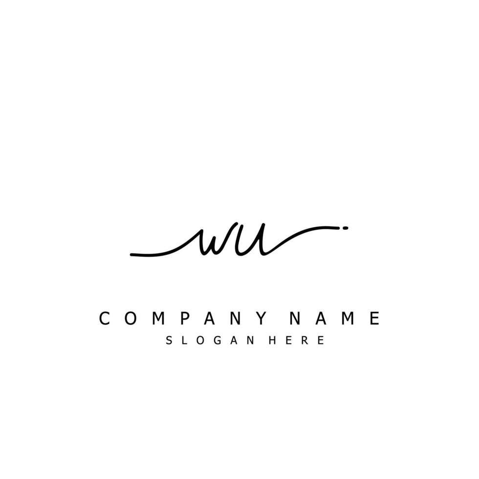 inicial wu escritura de firma logo vector
