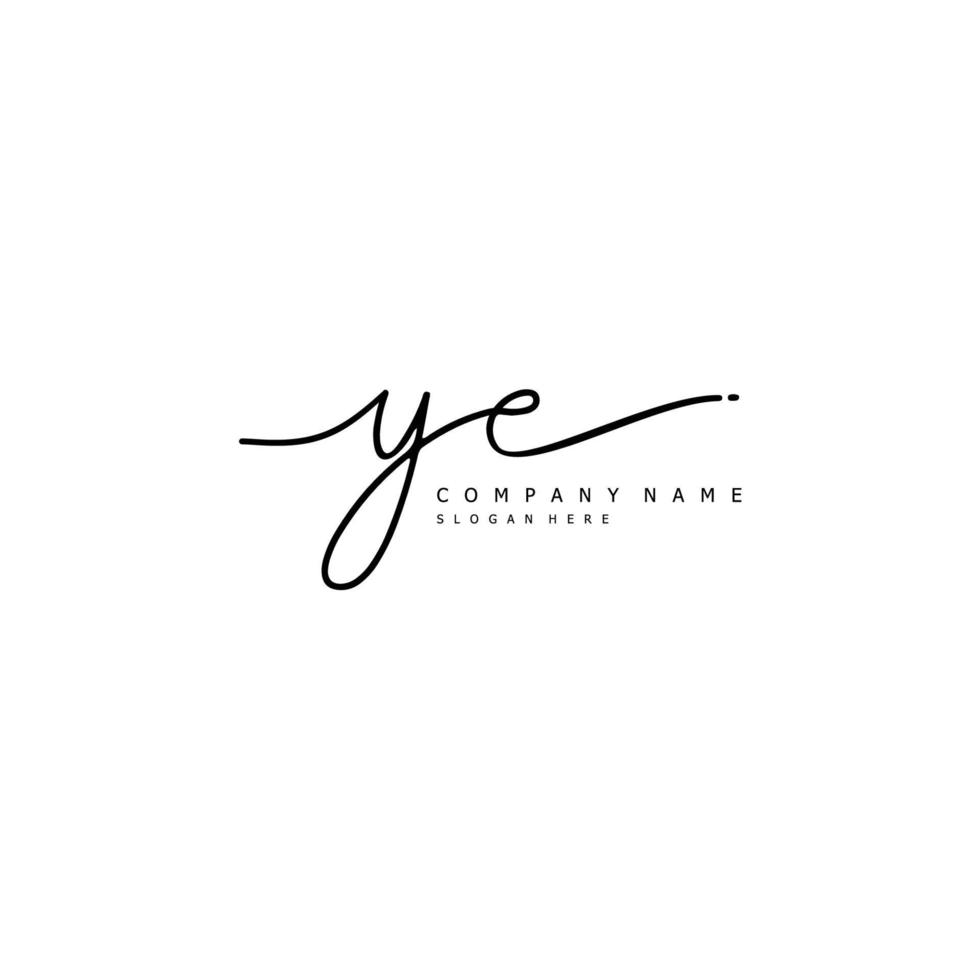 Initial YE handwriting of signature logo vector