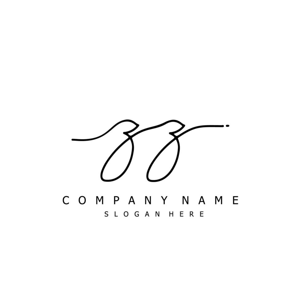 Initial ZZ handwriting of signature logo vector