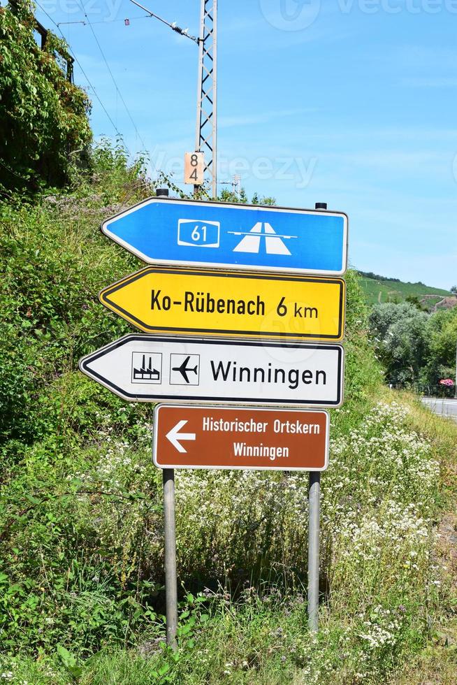 traffic sign to Autobahn, Winningen and a part of Koblenz photo