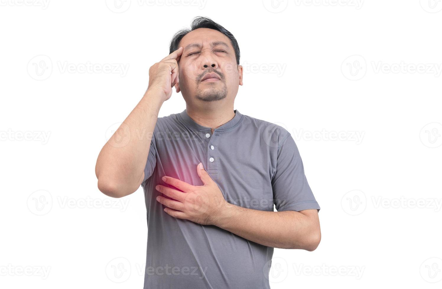 middle aged man felt chest pain and dizziness. heart disease 21147636