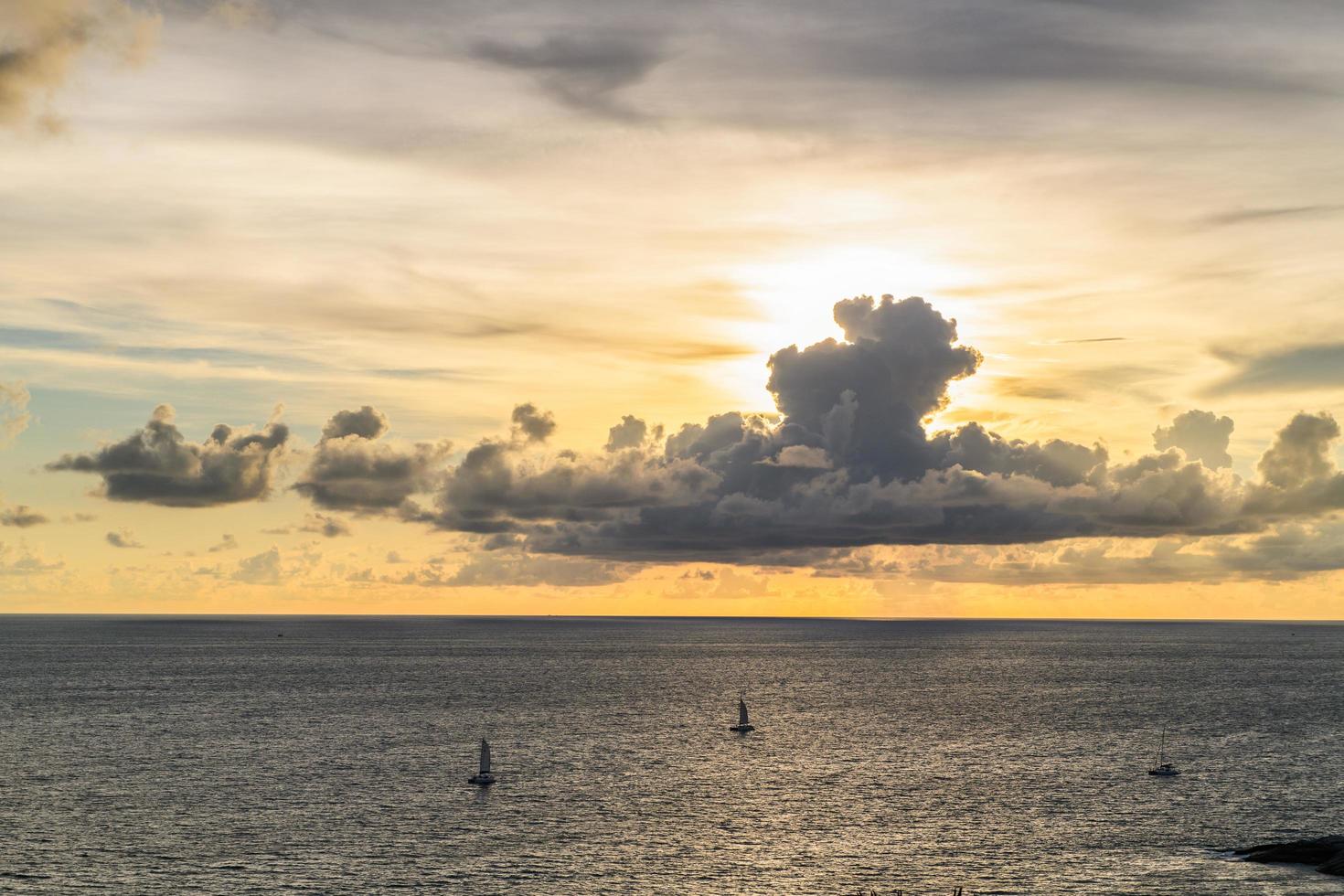 Beautiful sky before sunset And a yacht to take tourists to watch the sunset photo