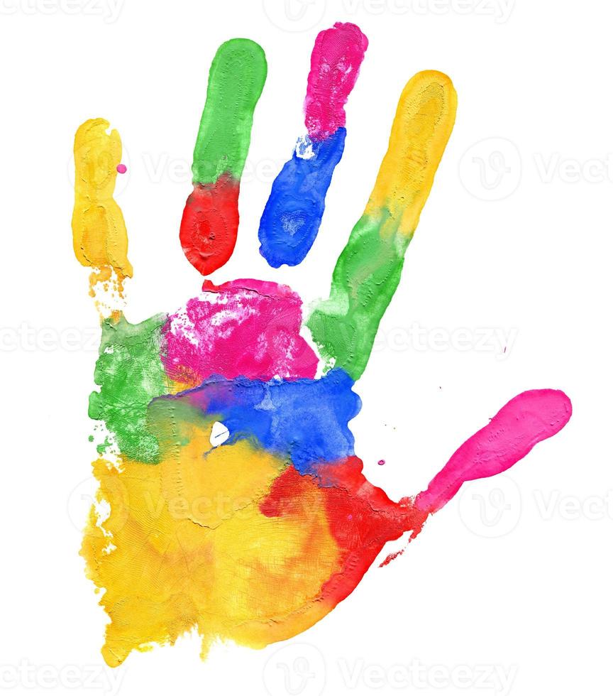 Close up of colored hand print photo