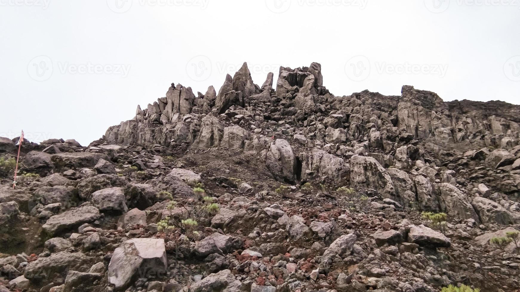 view of the top of the mountain with amazing rocks photo
