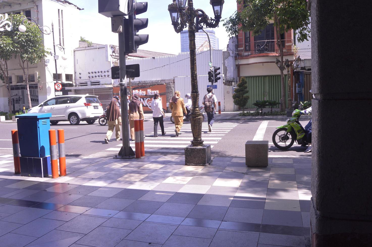 surabaya, indonesia, 2022 - view of the state of the highway with a zebra crossing photo