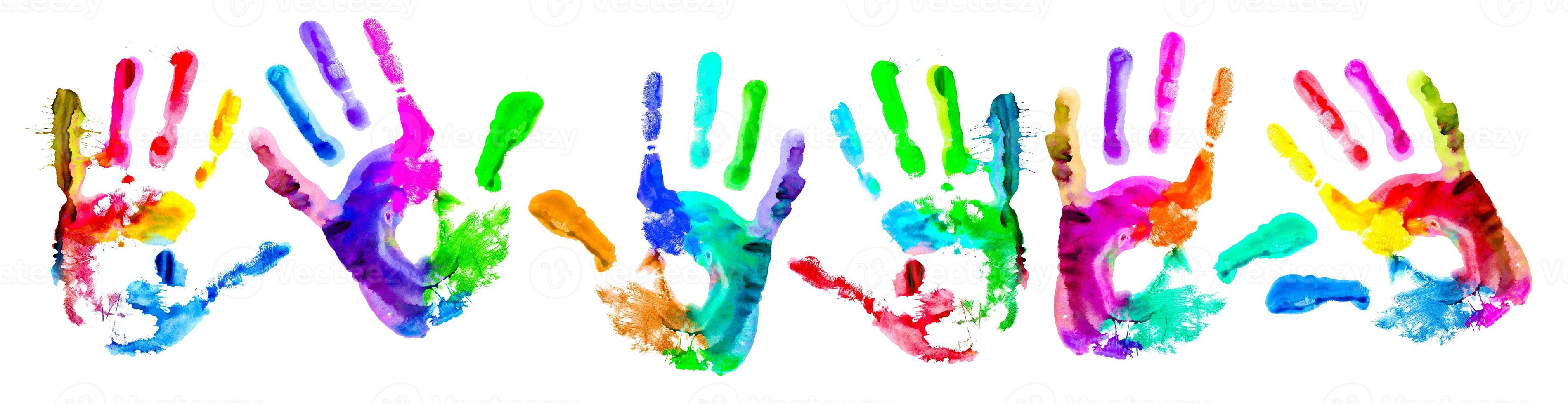 Multi coloured handprints photo