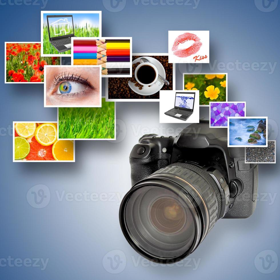 Camera and photographs photo