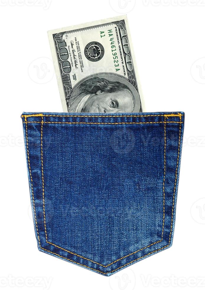 Back pocket of blue Jeans photo