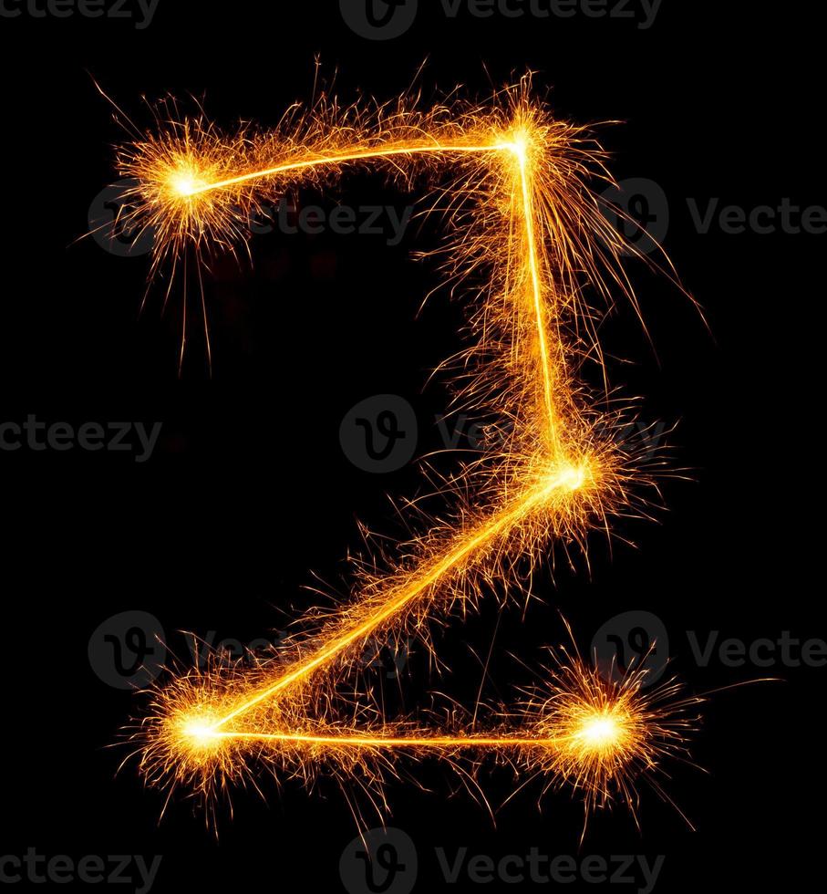 Number 2 made with sparklers photo
