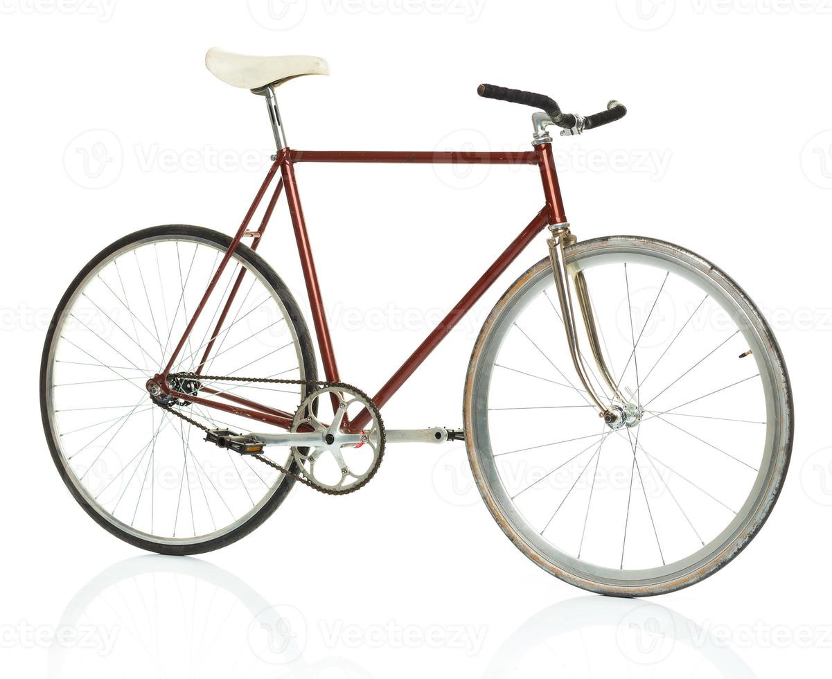Stylish hipster bicycle isolated on white photo