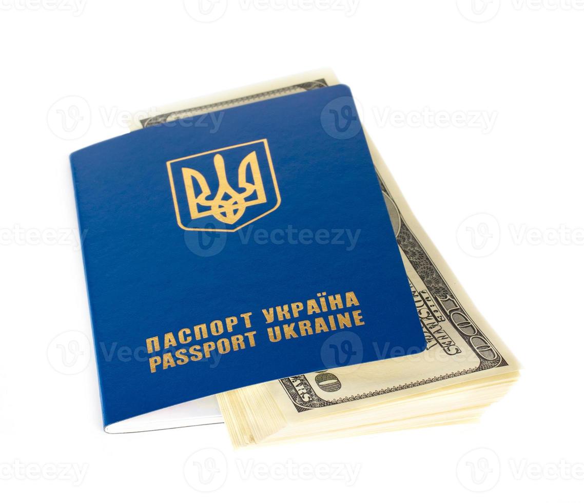 Ukrainian foreign passports and dollars photo