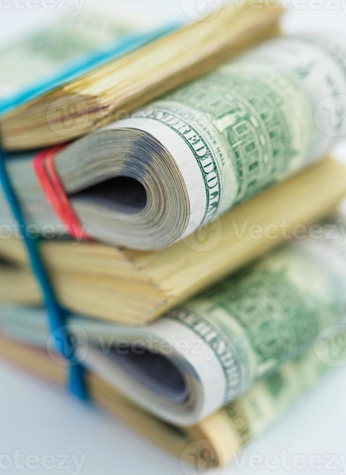 Success and got profit with pile of American dollars photo