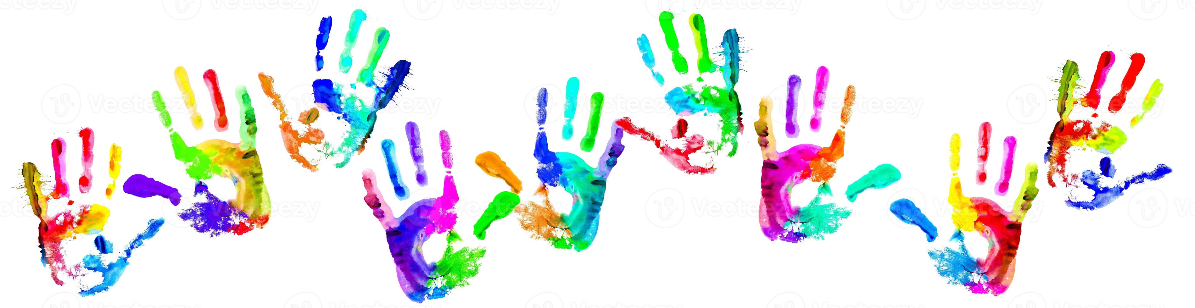 Multi coloured handprints photo