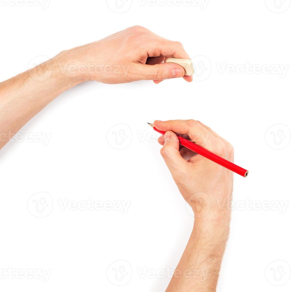 Hands with pencil photo