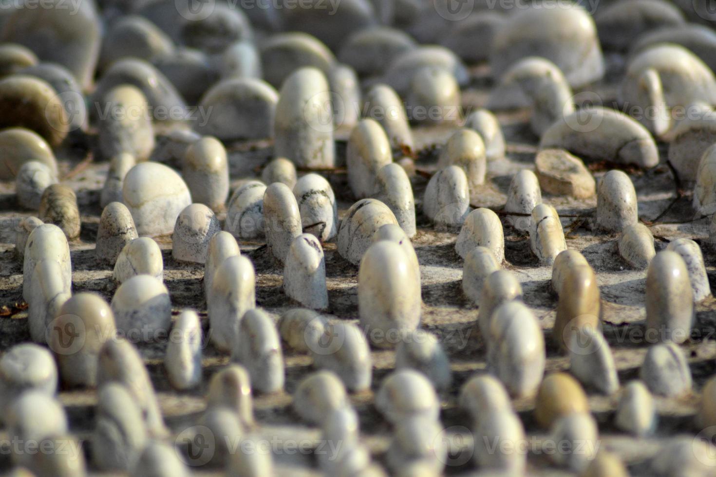 An image of close-up of reflexology stone path. Textured background. photo