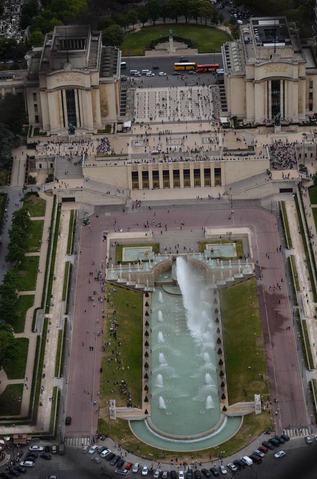the trocadero in paris france, photographed from the top of the tour eiffel. during a hot summer day in August 2012 photo