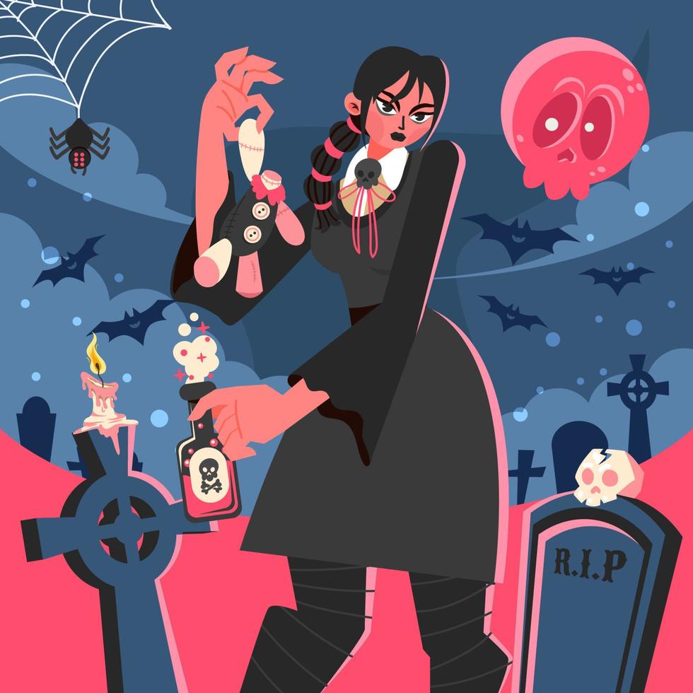 Gothic Girl in The Graveyard vector