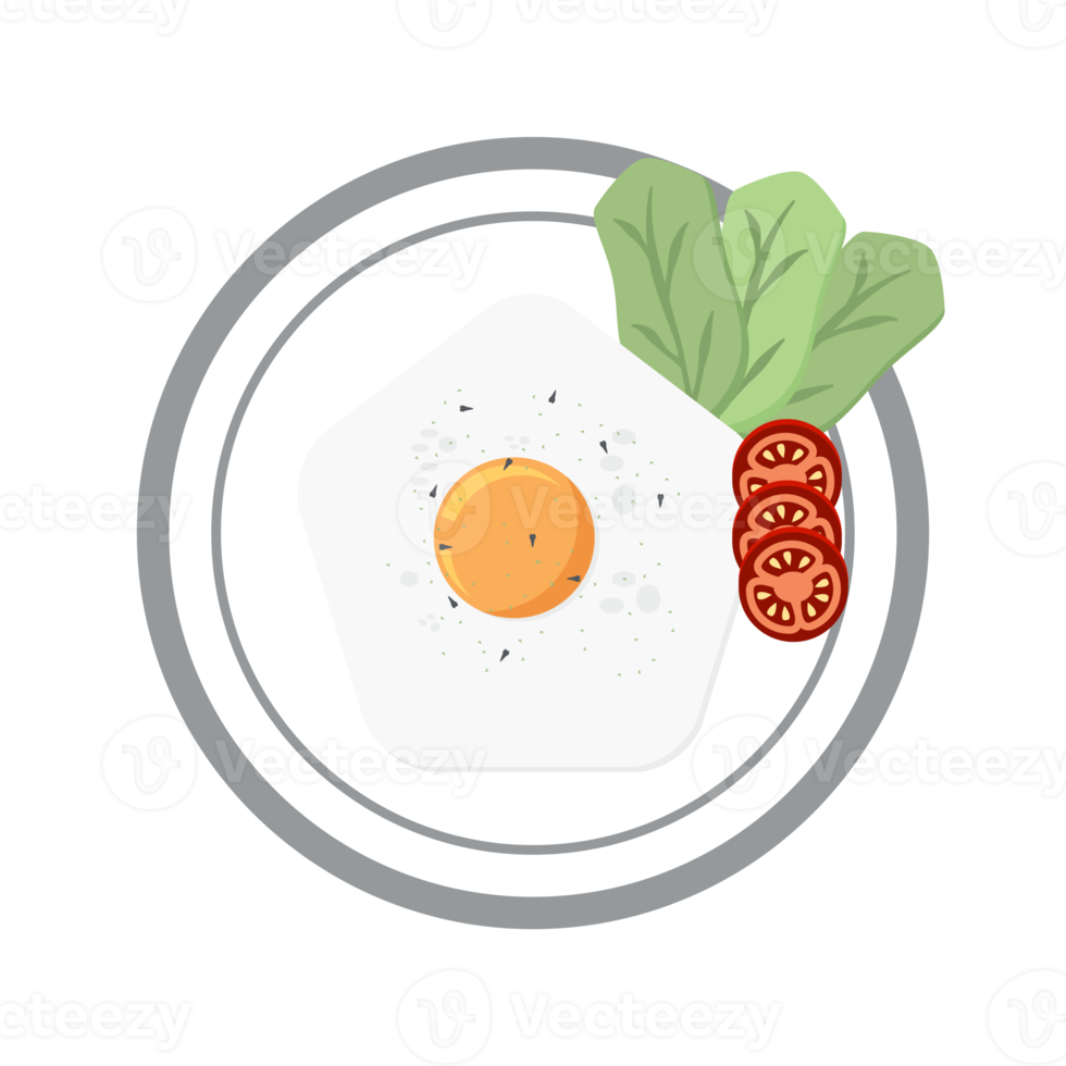 friterad ägg äggula fritera tjänande mat sallad tomat på en tallrik png