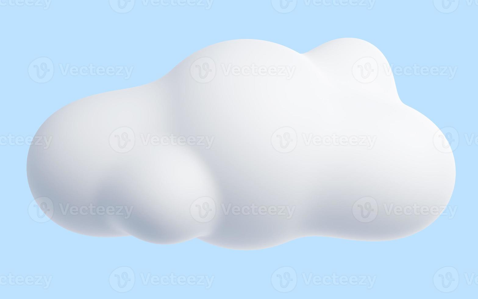 White cloud cartoon 3d render - soft fluffy round-shaped clouds on blue pastel background. photo