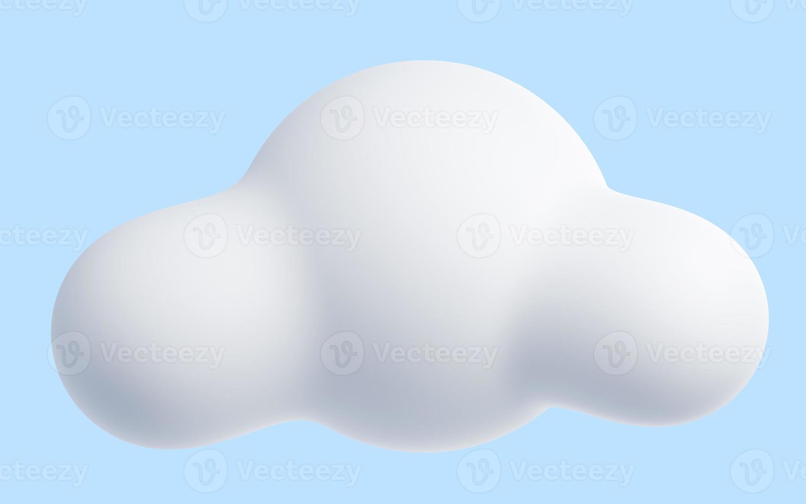 White cloud cartoon 3d render - soft fluffy round-shaped clouds on blue pastel background. photo